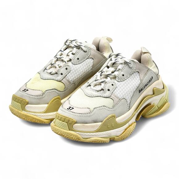 Balenciaga Triple S Women’s Sneakers Beige Cream Yellow EU 37 US 7 - Picture 1 of 8